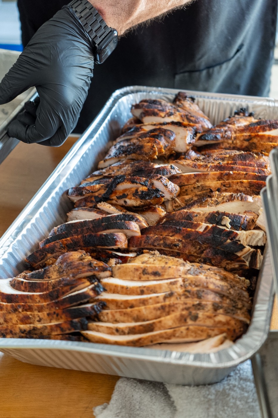 Fresh tray of grilled chicken