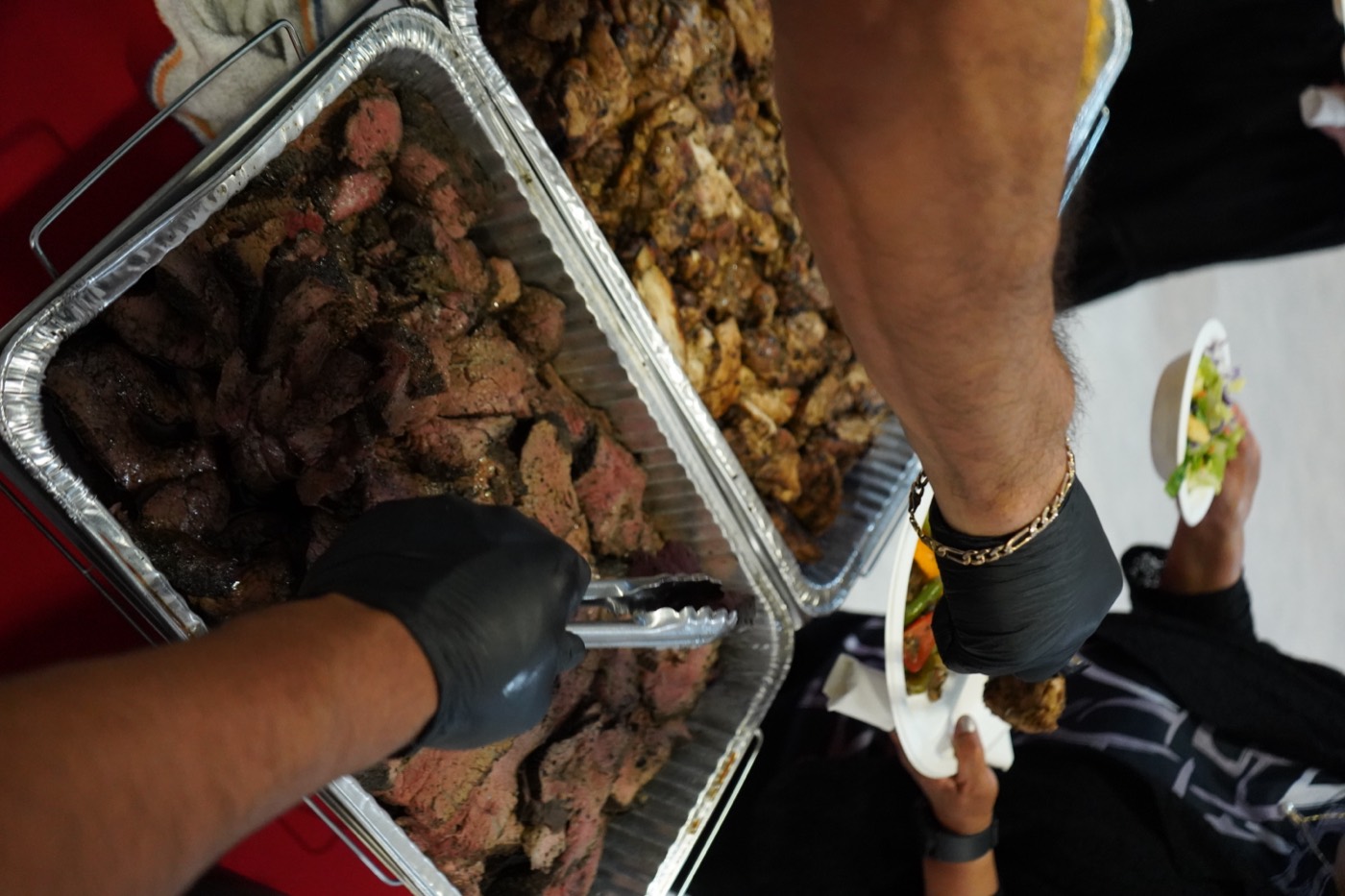 Serving fresh-grilled meat